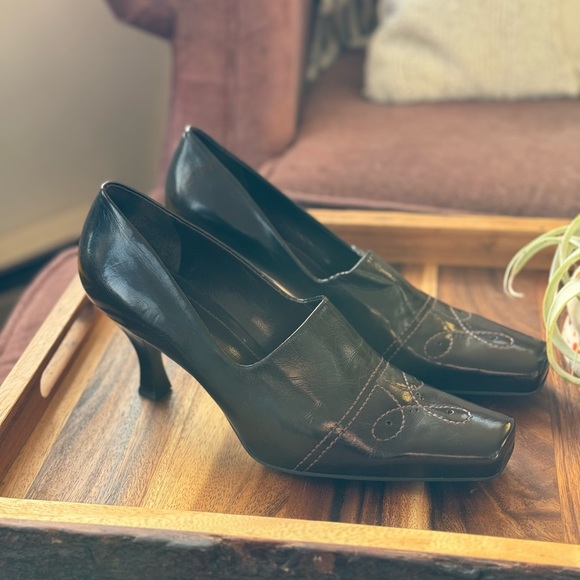 franco sarto brown leather heel 8 - Picture 4 of 8